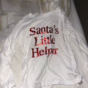 Old Navy White Long Sleeve Tee - Santa's Little Helper